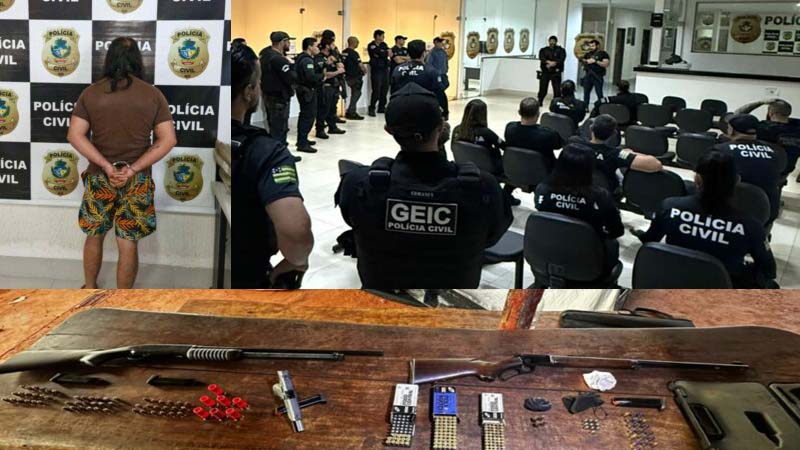 Polícia Civil GO prende condenado foragido por feminicídio brutal e apreende arsenal com mais de 600 munições e várias armas