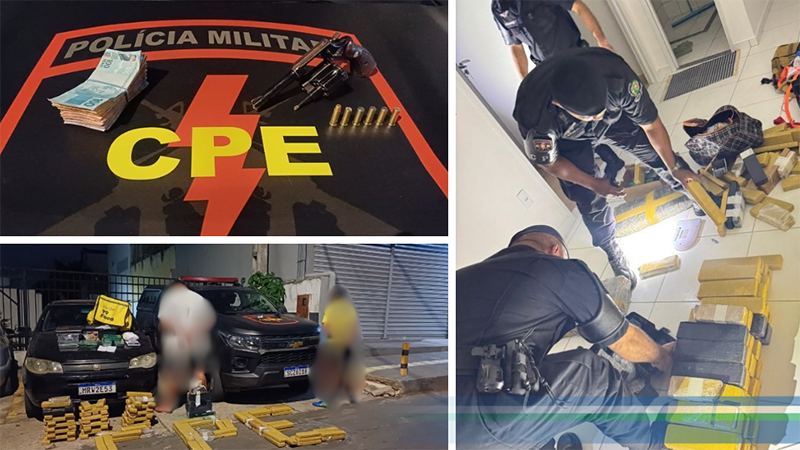 PMGO CPE de Aparecida de Goiânia apreende mais de 100 kg de drogas e arma de fogo