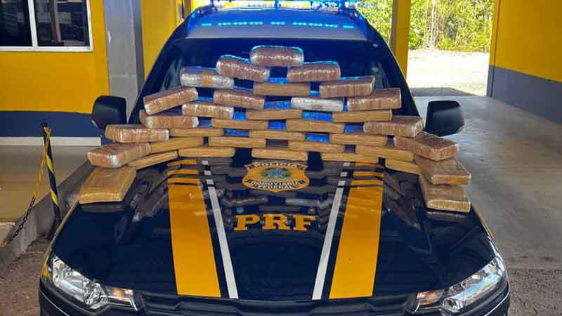 PRF em Rondônia, após troca de informações com a Polícia Federal, apreende 37,5 kg de entorpecentes em Pimenta Bueno