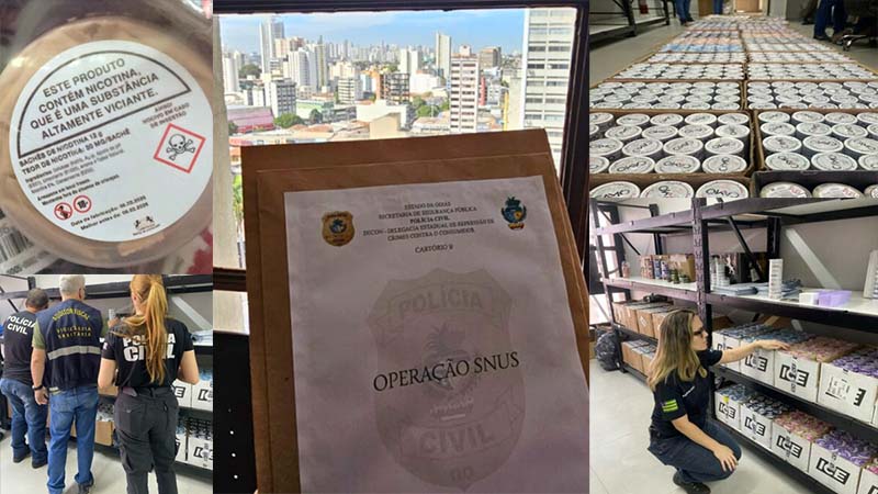 Operação Snus: PCGO apreende mais de 8 mil sachês de nicotina com grande poder de dependência avaliados em R$ 1,3 milhão