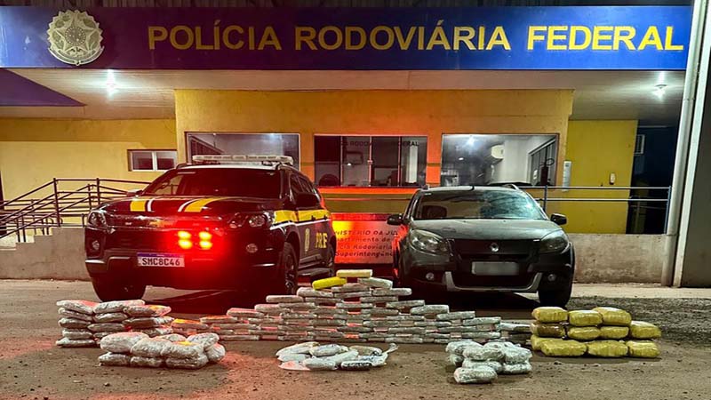 PRF apreende 95,1 kg de diversas drogas em Miranda (MS)