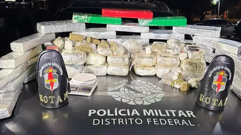 PMDF prende traficante com 50 kg de maconha e prensas no Sol Nascente