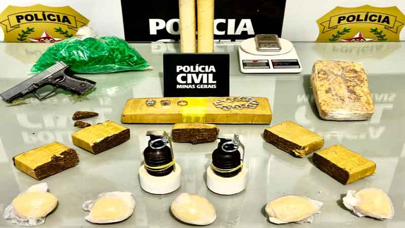 PCMG apreende drogas e granadas e prende suspeito em Ubá