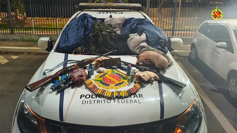 Polícia Militar desarticula caça ilegal e apreende armamento em Planaltina