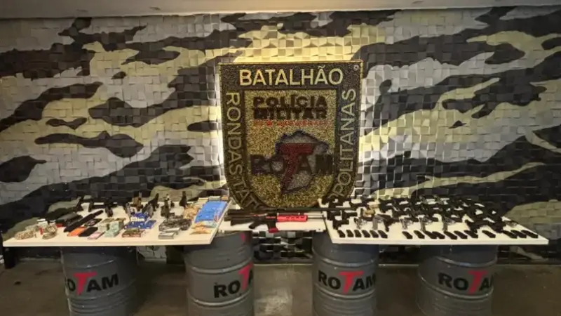 Ibirité MG – Quadrilha suspeita de latrocínio é presa com 56 armas de fogo e munições de calibres diversos