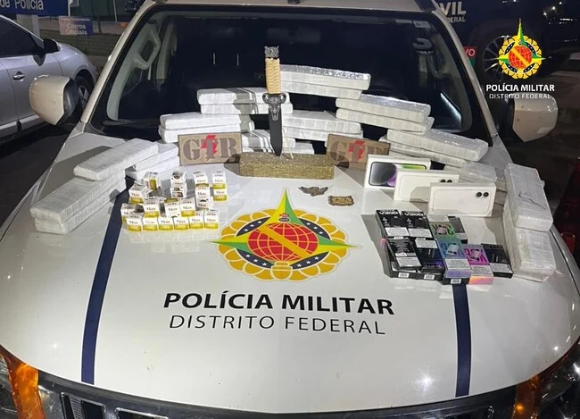 PMDF intercepta carga de drogas e contrabando avaliada em R$ 100 mil na divisa do DF