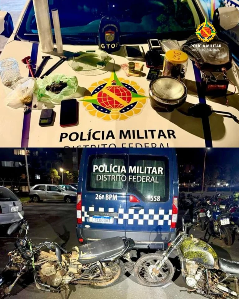 PMDF DETÉM CINCO PESSOAS POR TRÁFICO DE DROGAS, DESMANCHE DE MOTOCICLETAS, DESACATO E RESISTÊNCIA EM SANTA MARIA