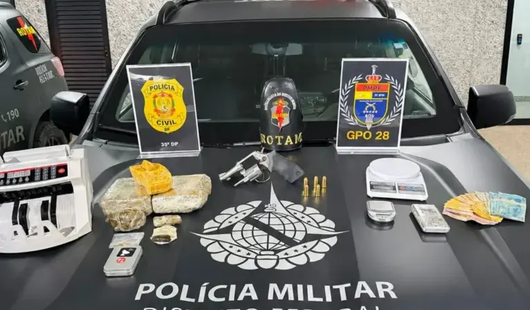 PMDF PRENDE HOMEM POR TRÁFICO DE DROGAS E APREENDE ARMA, MUNIÇÕES E ENTORPECENTES EM SANTA MARIA