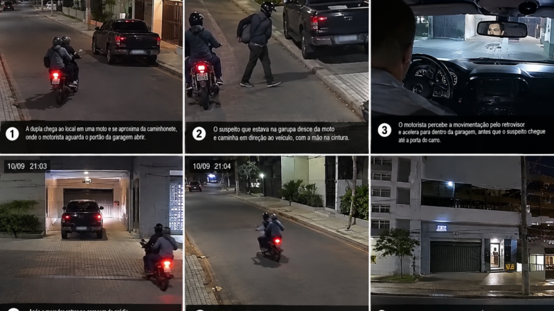 Dupla tenta assaltar motorista em Águas Claras, e vítima foge para garagem.